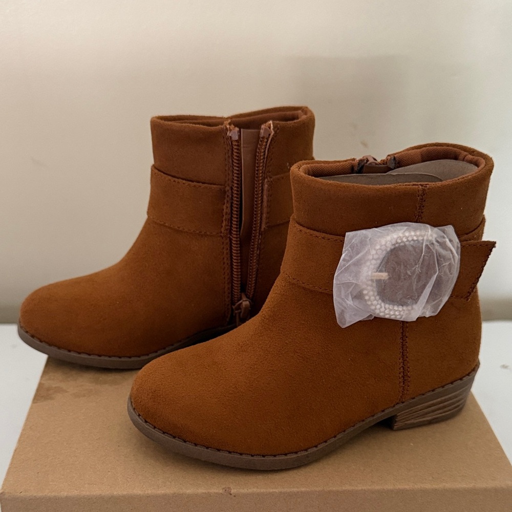 Steve Madden Girls' Chestnut Brown Ankle Boots with Decorative Buckle - Picture 2 of 5
